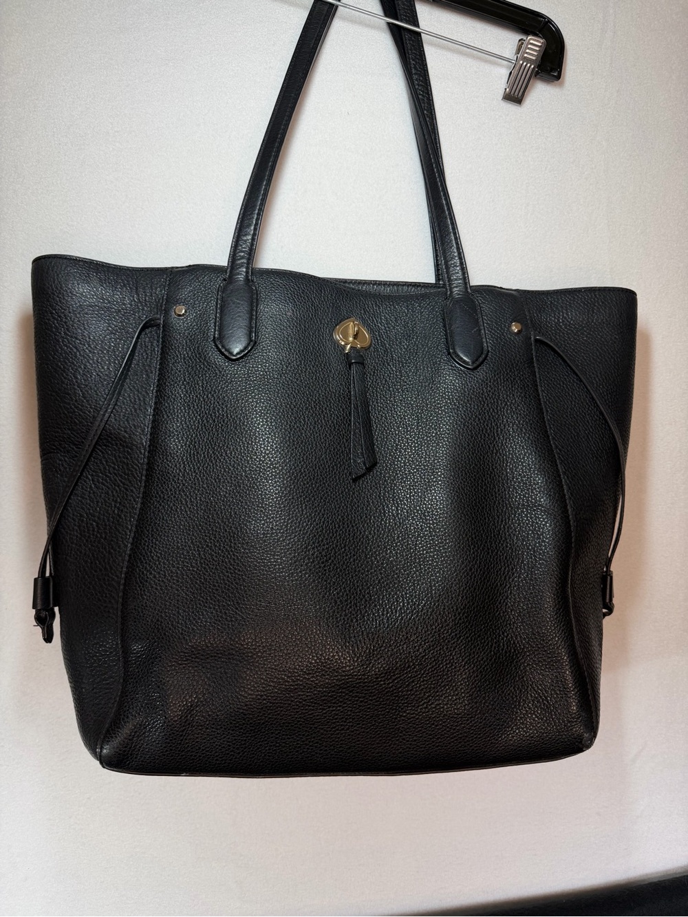 Kate Spade large black pebbled leather tote shoulder bag